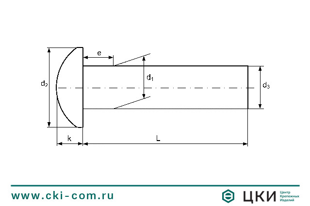 Заклёпка DIN 660 с потайной головкой чертёж