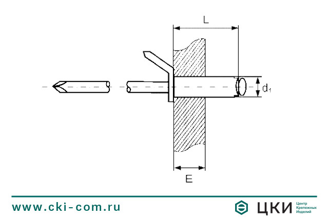 Заклёпка тяговая AR KL1 латунная заземляющая одноклеммная чертёж