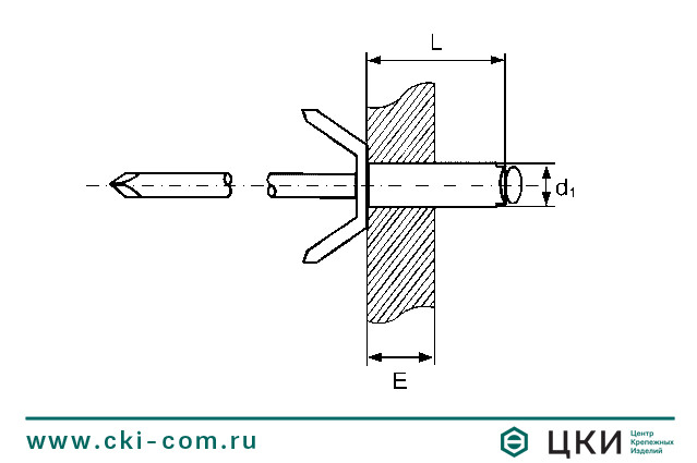 Заклёпка тяговая (AR KL2) латунная заземляющая двухклеммная чертёж