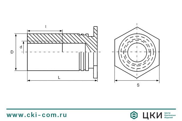 Втулка BSO запрессовочная чертеж