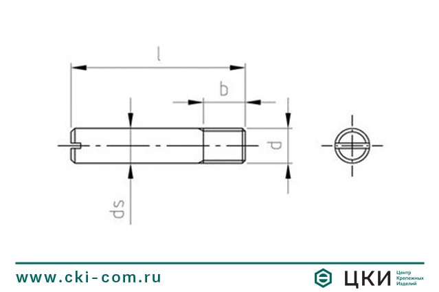 Штифт DIN 427 (винт установочный) чертеж
