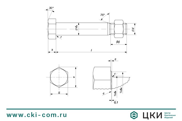 Болт DIN 7968 чертёж ГК ЦКИ