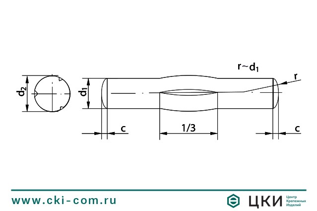 Штифт DIN 1475 чертеж