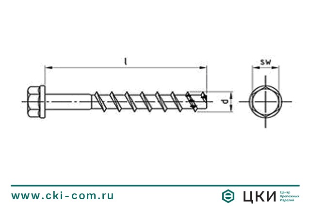 Шуруп по бетону art.9001 чертеж