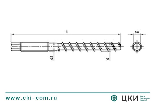 Шуруп по бетону art.9001 С чертеж