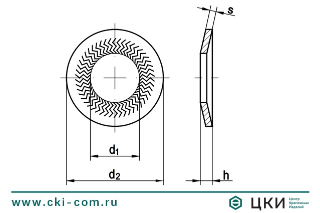 Шайба контактная рифленая art.88126 чертеж