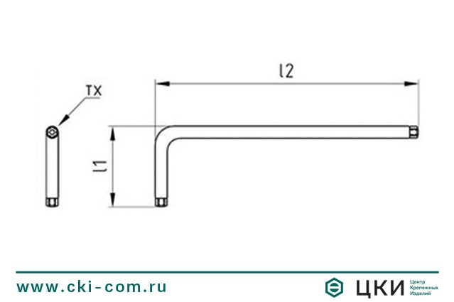 Изогнутый ключ для стопорный винтов art.9128 чертёж