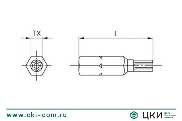 Бит для стопорных винтов art.9129 чертёж