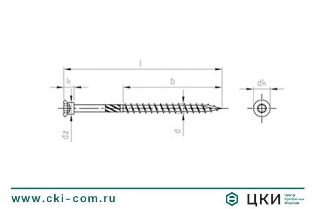 Шуруп для строительства террас art.9245 чертёж