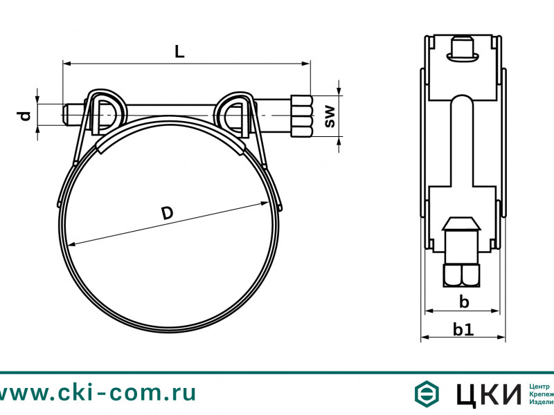 Хомут силовой W1 для крепежа(чертеж)