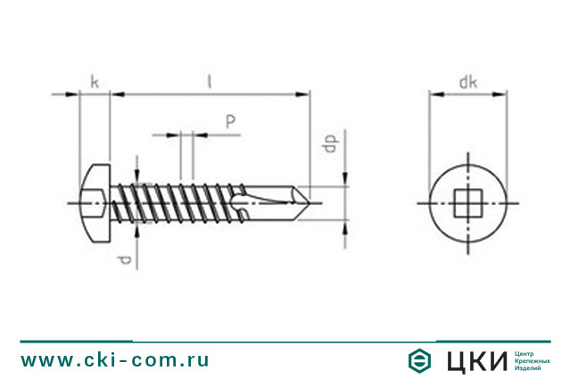 Саморез антивандальный DIN 7504-M чертёж