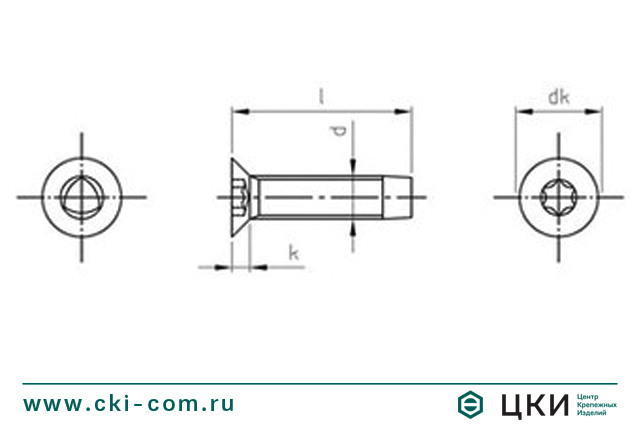 Винт DIN 7500 M TORX резьбовыдавливающий(чертеж)