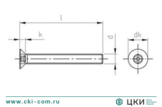 Винт антивандальный арт.9123 чертёж