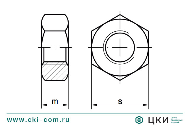 Гайка DIN 555  чертёж
