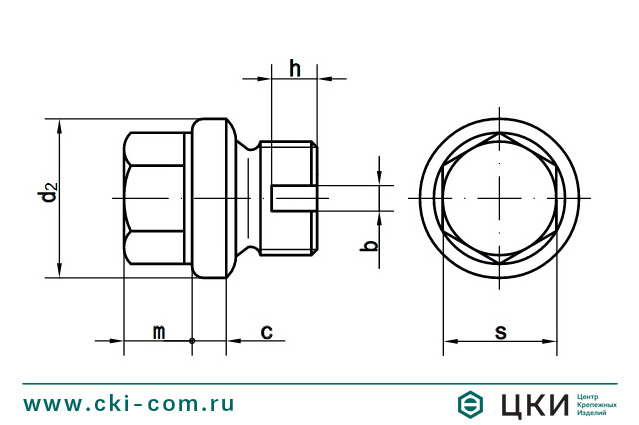 Пробка резьбовая DIN 5586 чертёж
