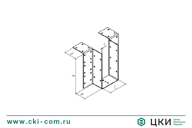 Опора бруса открытая с крыльями чертеж