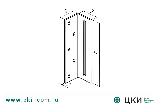 Пластина перфорированная угловая скользящая  чертеж