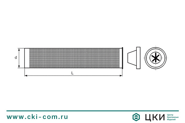 Гильза пластиковая сетчатая для инжекционной массы чертёж