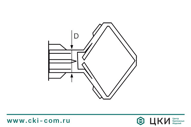 Дюбель UB бабочка для тонких плит (чертеж)