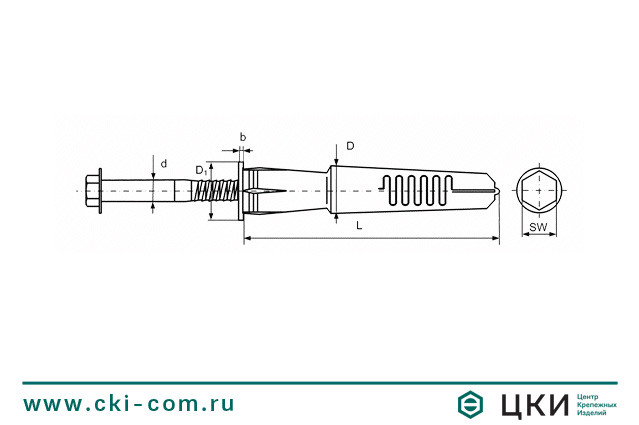 Дюбель FUR-F SS (чертёж)
