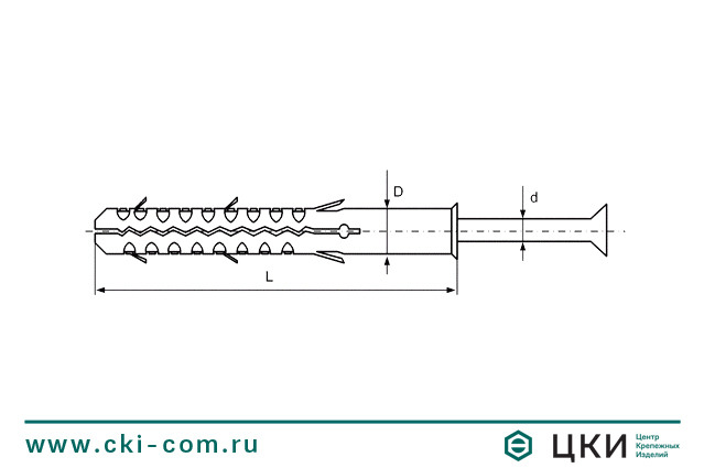 Дюбель MB-S с шурупом PZD (Psl), чертёж