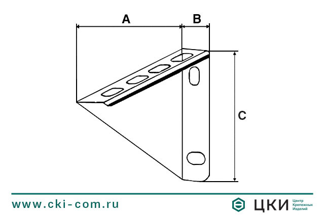 Кронштейн опорный с четырьмя отверстиями чертёж