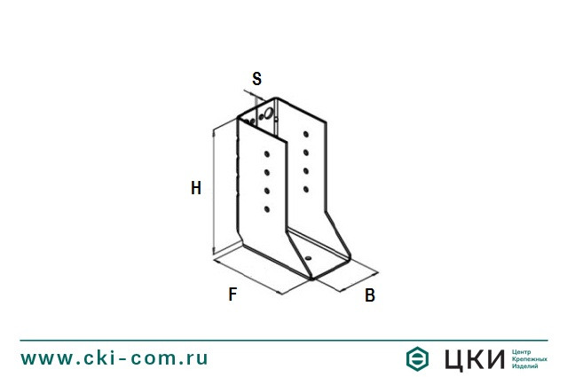 Опора бруса закрытая (тип 2) чертёж оцинкованная