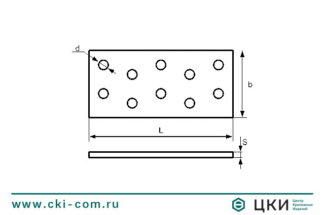 Пластина перфорированная прямая тонкая чертёж