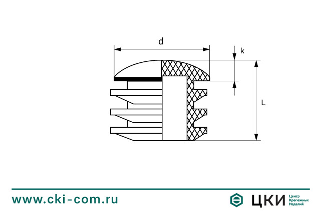 Заглушка полукруглая выпуклая внутренняя чертеж