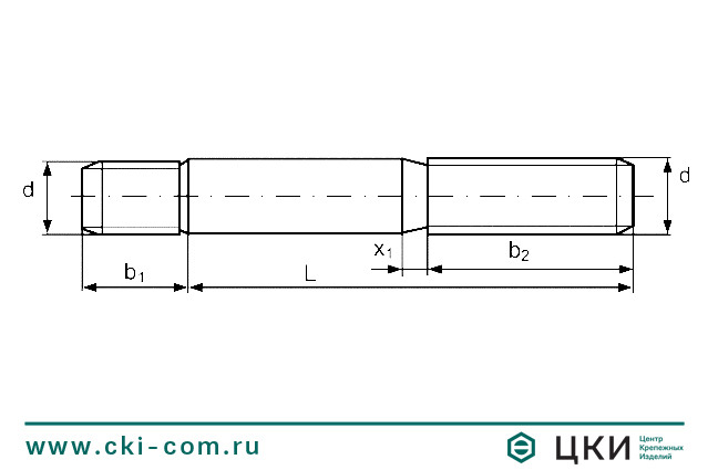 Шпилька DIN 938 (чертеж)