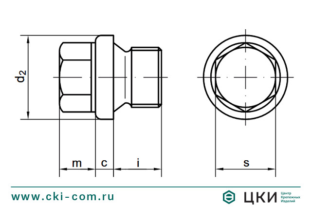 Пробка цилиндрическая с фланцем DIN910 (чертёж)