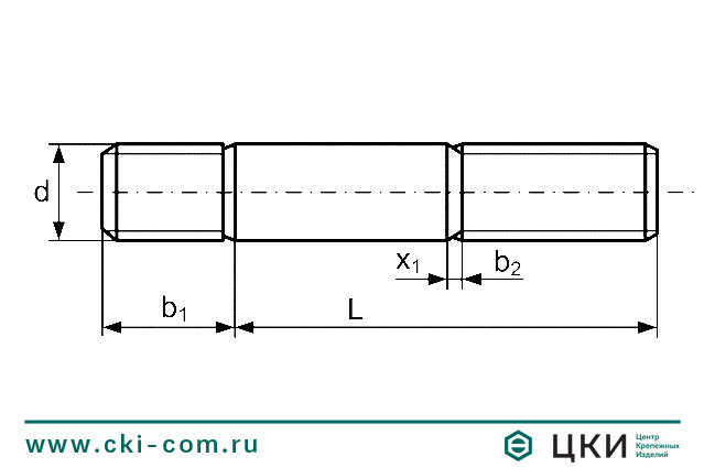 Шпилька DIN 939  (чертеж)