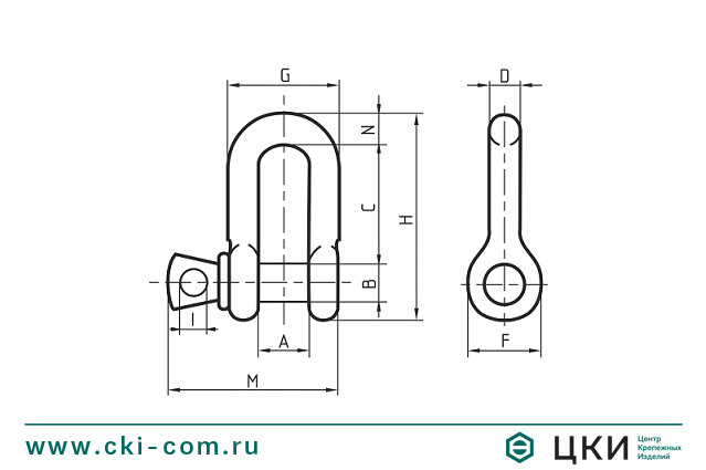 Скоба монтажная тип D DIN 832 (чертёж)