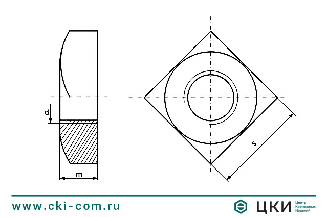 Гайка DIN 557 квадратная 