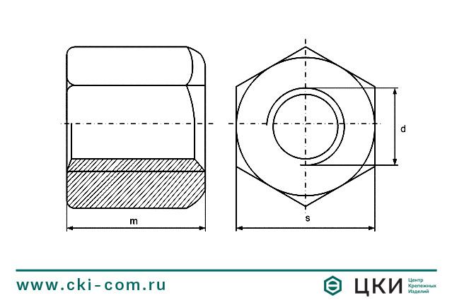 Гайка DIN 6330 В высокая чертёж