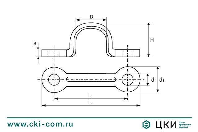 Скоба-хомут М 8127 нержавеющая (чертеж)