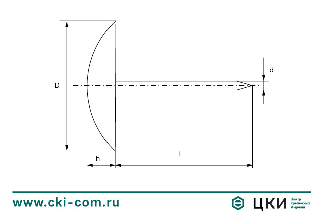 Гвоздь обивочный с гладкой шляпкой