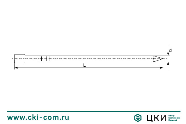 Гвоздь LN финишный плинтусный чертёж