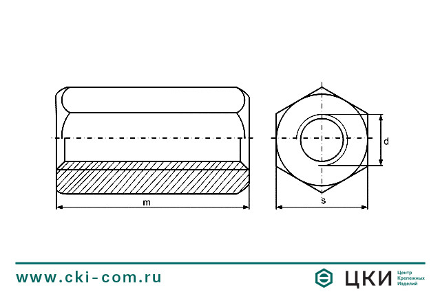 Гайка шестигранная удлинённая аналог DIN 6334