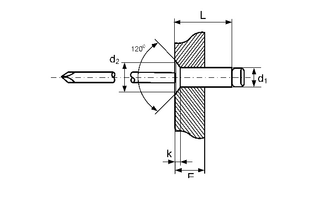 Заклёпка тяговая с потайным бортиком