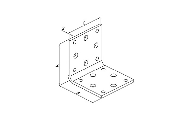 Пластина угловая утолщенная с отверстиями разного диаметра