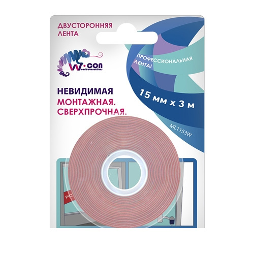 Скотч двусторонний 15мм*3м W-CON