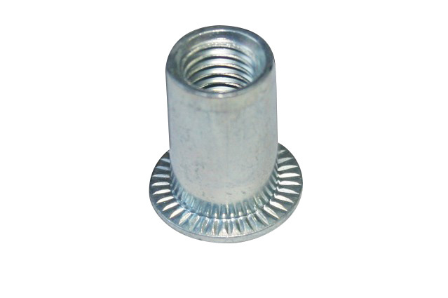 Заклёпка-гайка стальная c плоским бортиком