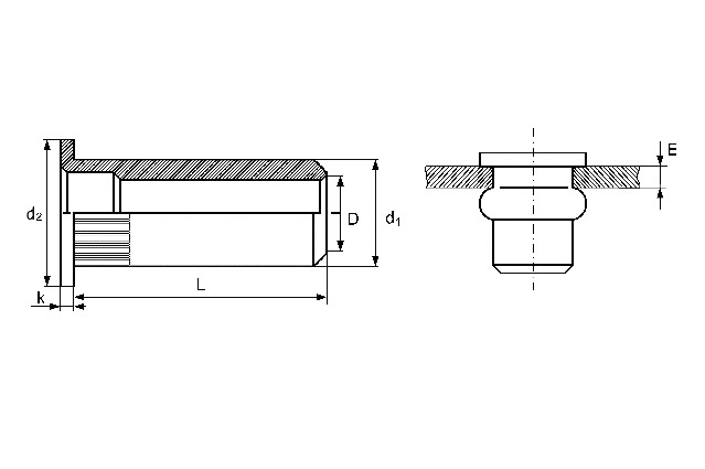 Заклёпка-гайка стальная с плоским бортиком рифлёная REX (СТ СТ РИФ)