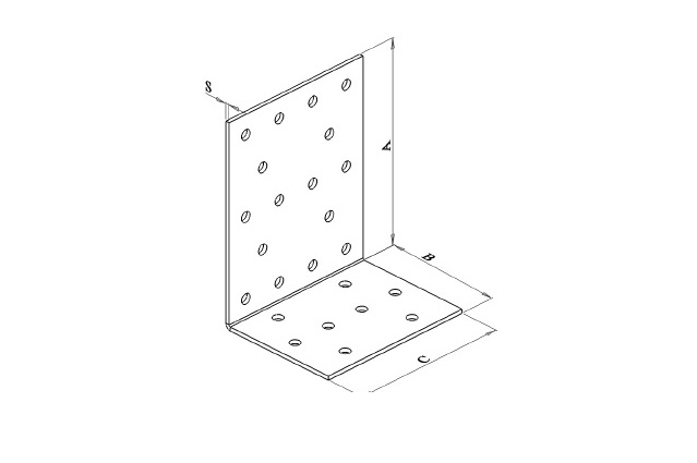Пластина перфорированная угловая с одинаковыми отверстиями