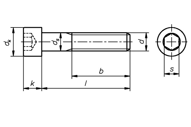 Винт с цилиндрической головкой и шестигранным углублением под ключ ГОСТ 11738-84