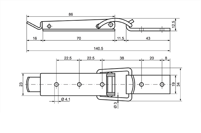 Замок-стяжка 140мм ц. (2.01.00)