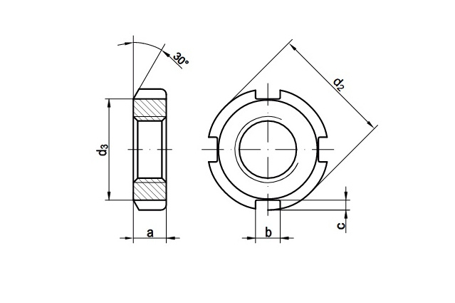 Гайка круглая с прорезями DIN 70852