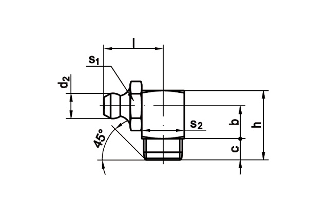 Пресс-масленка (~DIN 71412) под углом в 90°