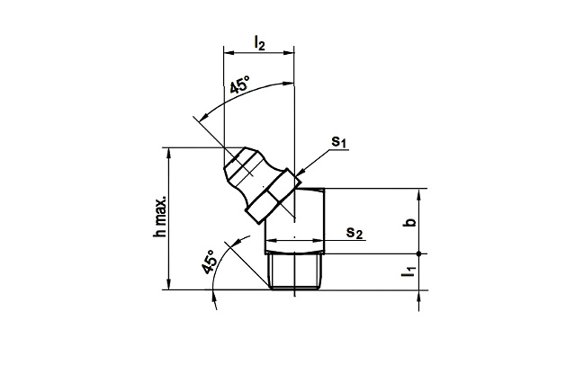 Пресс-масленка (~DIN 71412) под углом в 45°